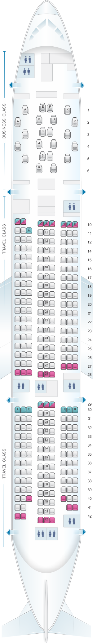 Seat map for Asiana Airlines Boeing B777 200ER 294PAX