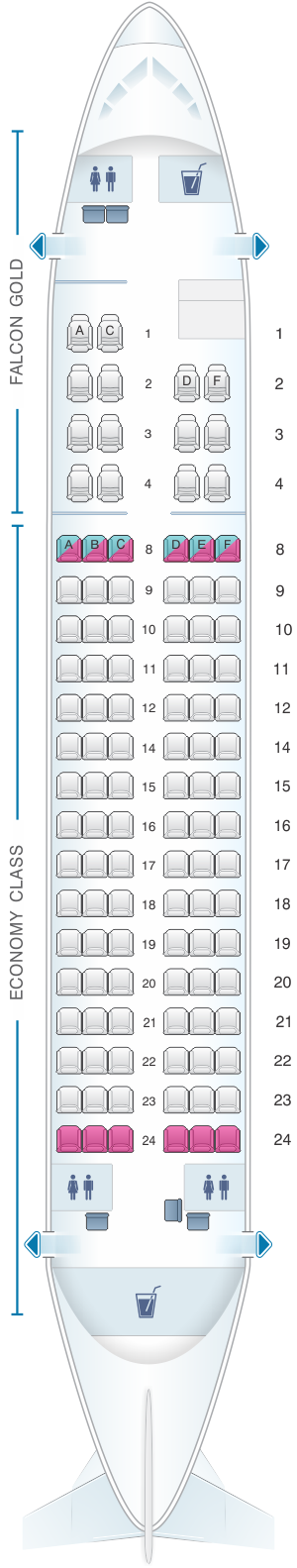 Seat map for Gulf Air Airbus A320 ER