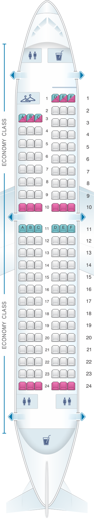 Seat map for Helvetic Airways Airbus A319