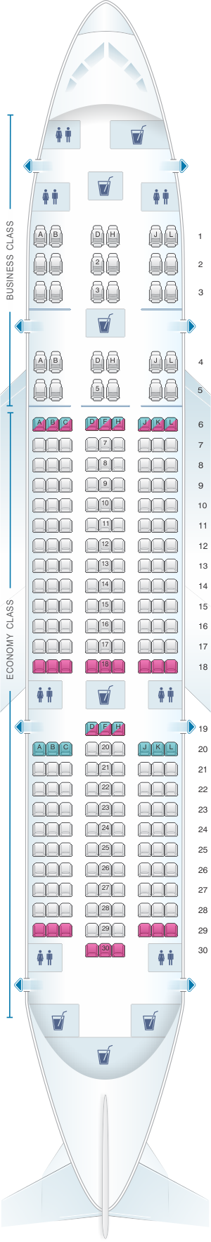 Seat map for LATAM Airlines Boeing B787-8