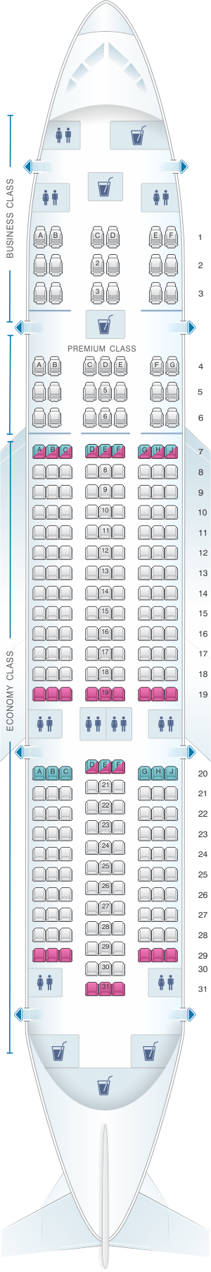 Seat map for LOT Polish Airlines Boeing B787 Dreamliner