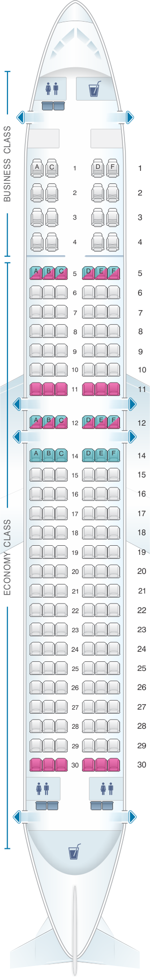 Seat Map Malaysia Airlines Boeing B737 800 166PAX | SeatMaestro