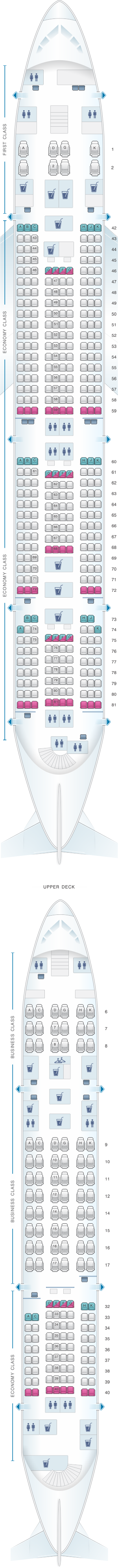 Seat map for Malaysia Airlines Airbus A380 800