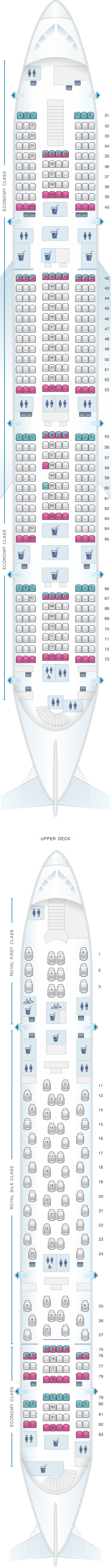 Seat map for Thai Airways International Airbus A380 800