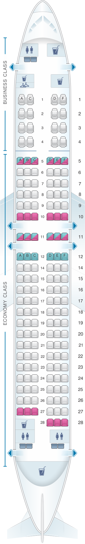 Seat map for Turkish Airlines Boeing B737 900ER