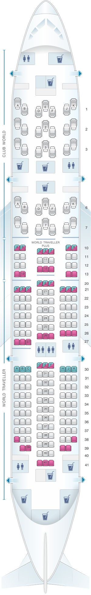 Seat map for British Airways Boeing B787 8