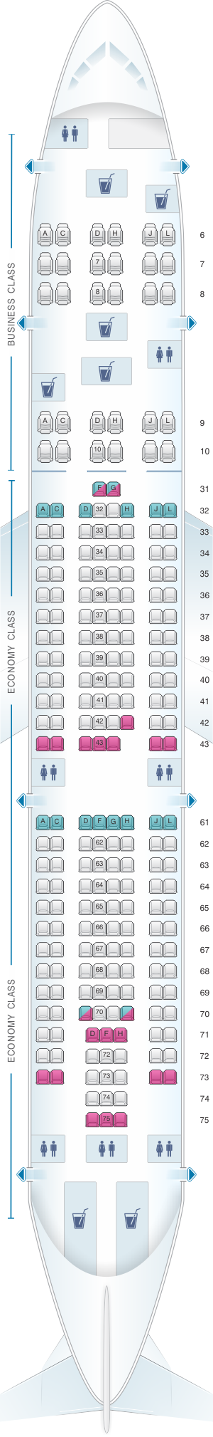 Seat Map China Eastern Airlines Airbus A330 200 Config2 Seatmaestro