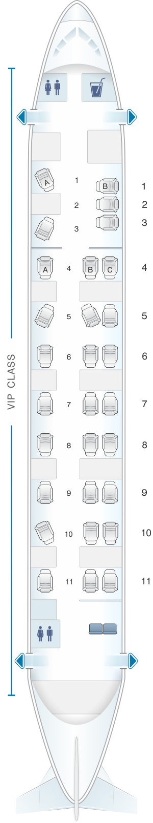 Seat map for White Airways Airbus A319 CS TLU day configuration