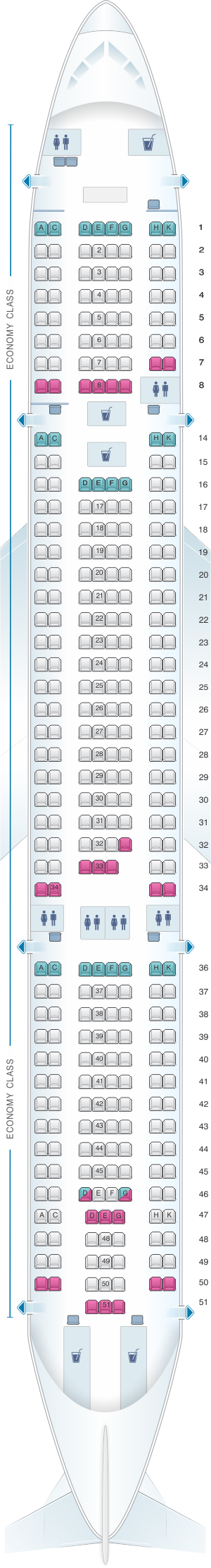 Seat map for airberlin Airbus A330 200 Config.2