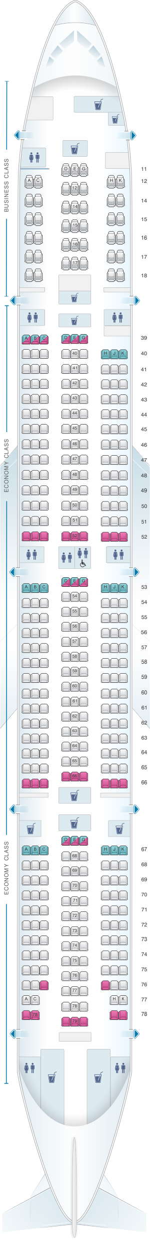 Seat map for Cathay Pacific Airways Boeing B777 300 (73Z)