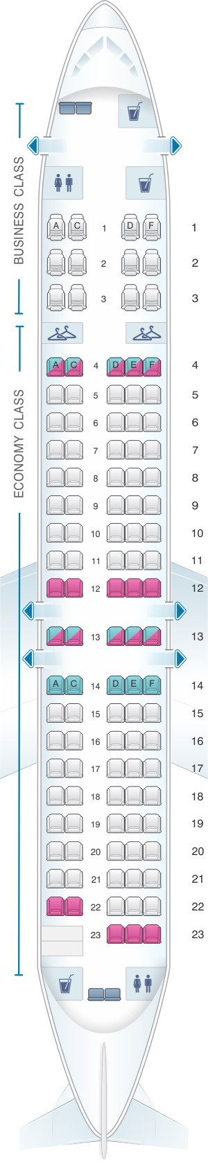 Seat map for Qantas Airways Boeing B717 200 110PAX