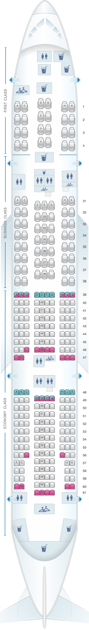 Seat map for China Southern Airlines Boeing B777B