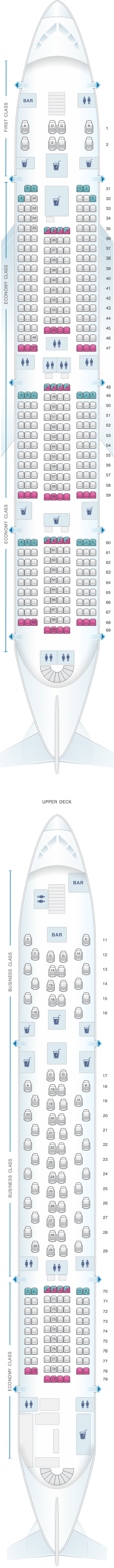 Seat map for China Southern Airlines Airbus A380