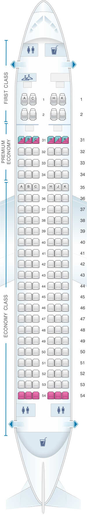 Seat map for China Southern Airlines Airbus A320