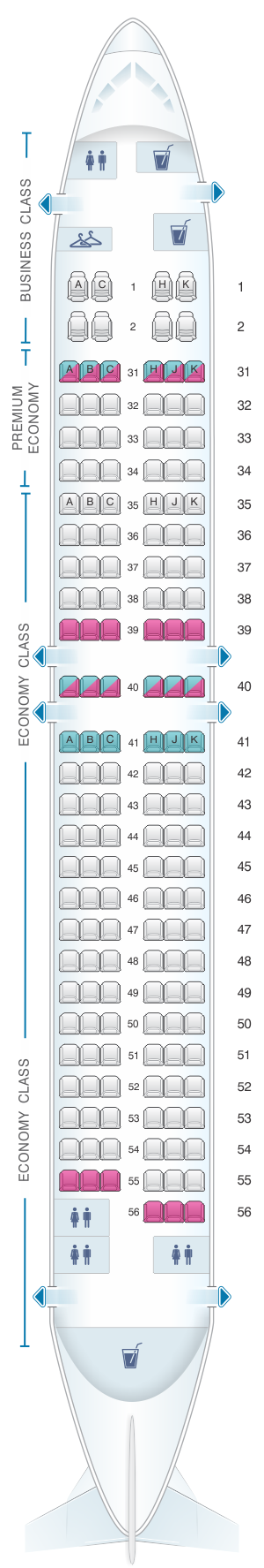 Seat map for China Southern Airlines Boeing B737 800 Layout B
