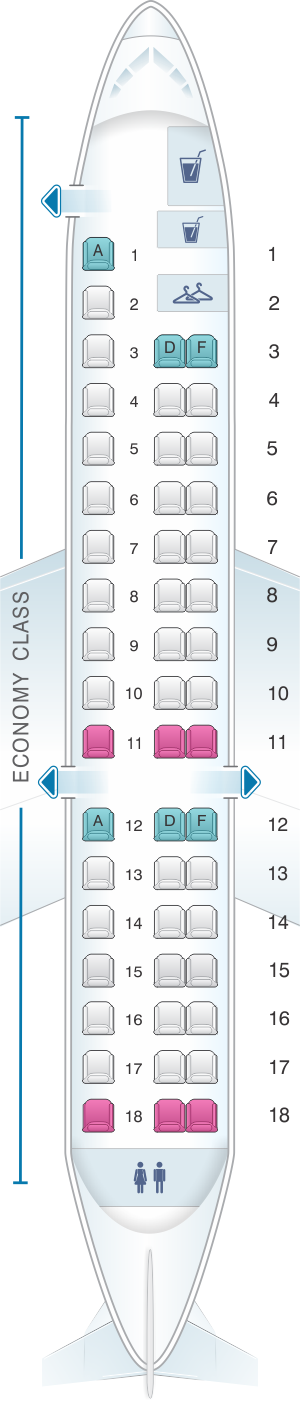 Seat map for China Southern Airlines Embraer RJ145