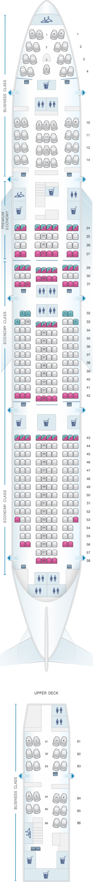 Seat Map Lufthansa Boeing B747 400 371pax Seatmaestro