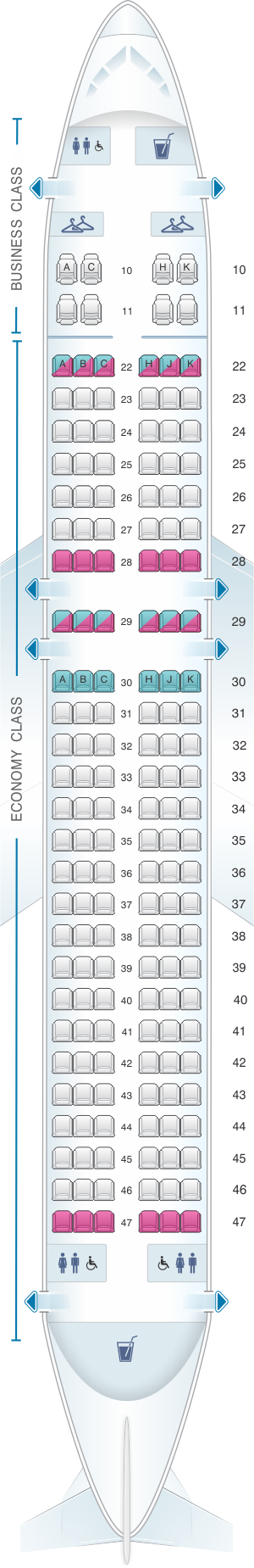 Seat map for Cathay Dragon Airbus A320 200 A32P