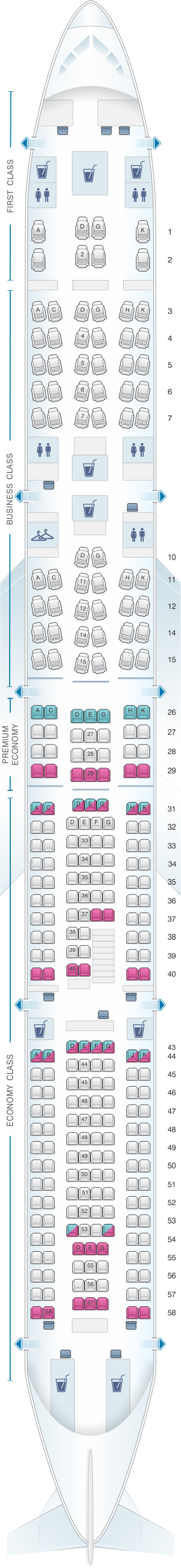 Seat Map Lufthansa Airbus A340 600 281pax Seatmaestro