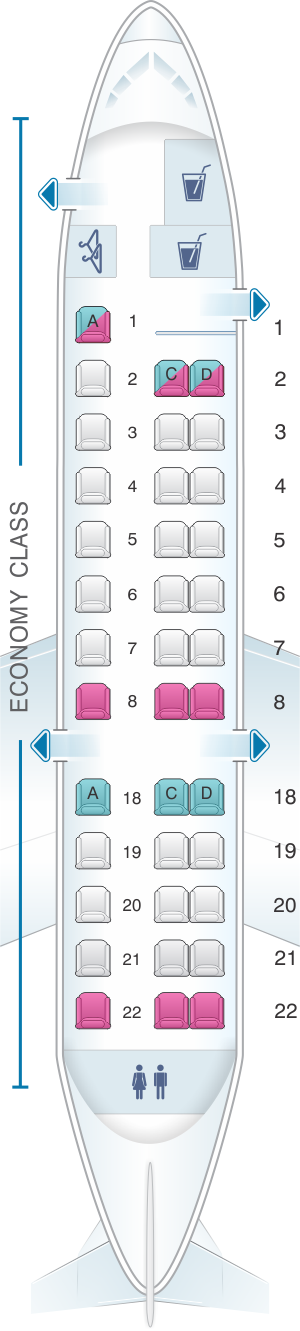 Seat map for United Airlines Embraer EMB 135