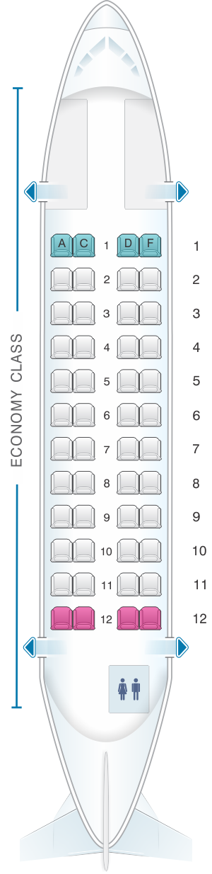 Seat map for Avianca ATR-42