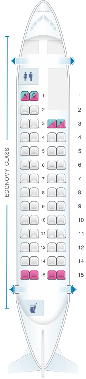 Seat map for Avianca Fokker 50