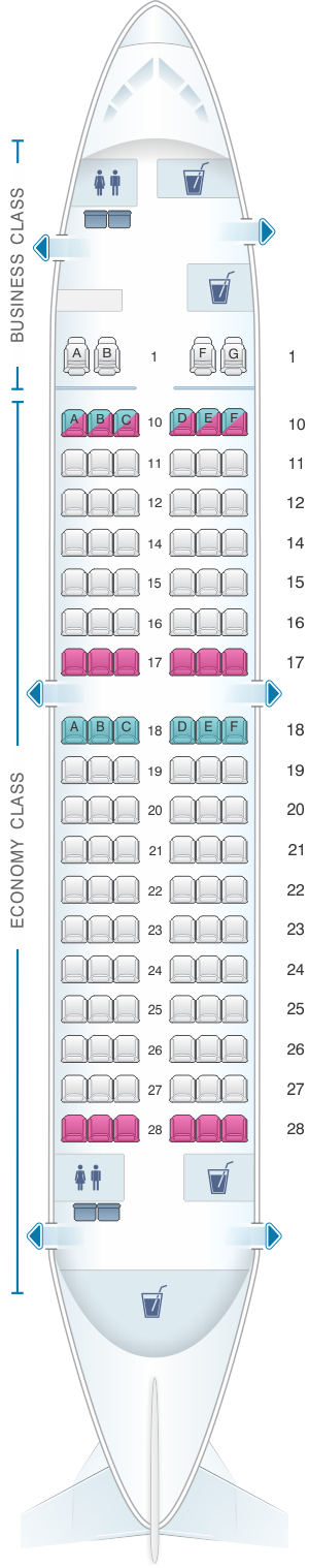 Seat map for Transaero Airlines Boeing B737 500 Config. 2