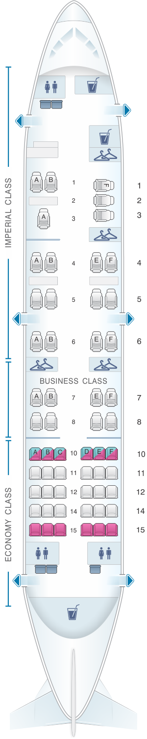 Seat map for Transaero Airlines Boeing B737 500 Config. 3