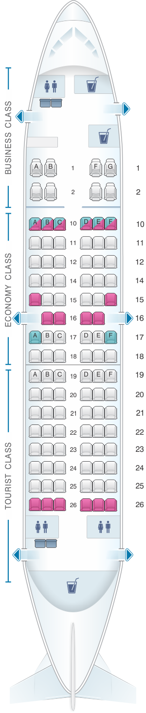 Seat map for Transaero Airlines Boeing B737 500 Config. 4