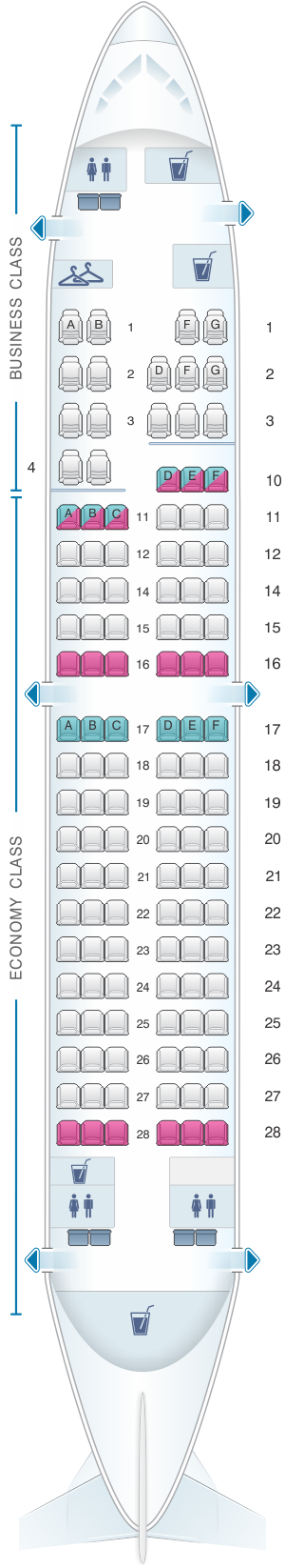 Seat map for Transaero Airlines Boeing B737 700