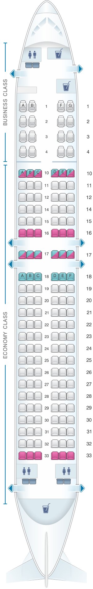 Seat map for Transaero Airlines Boeing B737 800 Config. 2