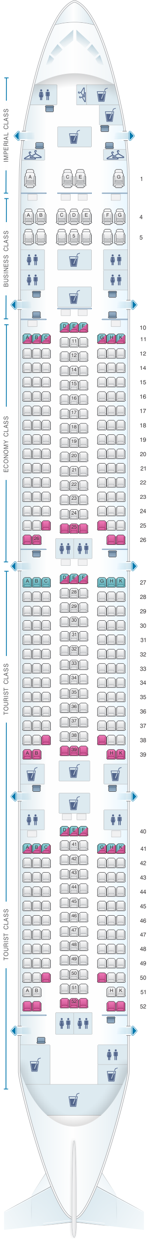 Seat map for Transaero Airlines Boeing B777 300