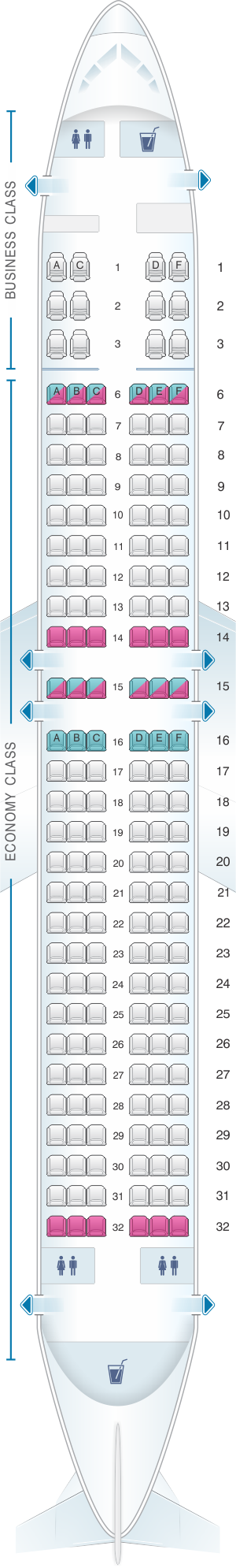 Seat map for Flydubai Boeing B737 800 Config. 2