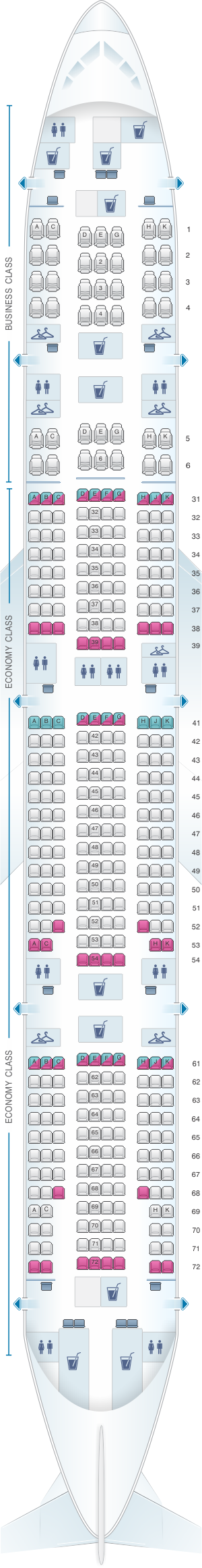 Seat map for Philippine Airlines Boeing B777 300ER