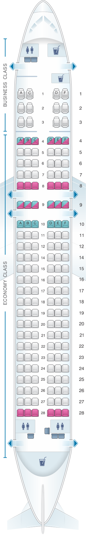 Seat map for Philippine Airlines Airbus A320 200 V2