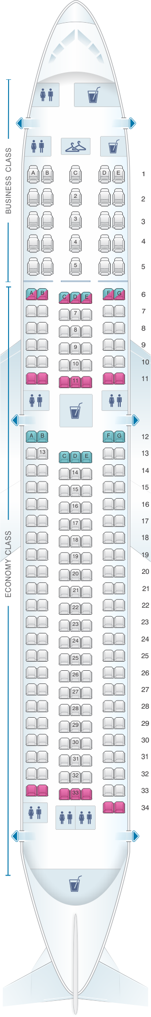 Seat map for MIAT Mongolian Airlines Boeing B767 300ER
