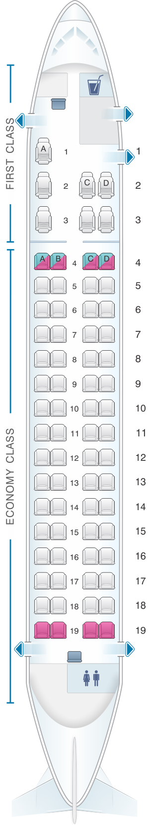 Seat map for Island Air Bombardier Q400