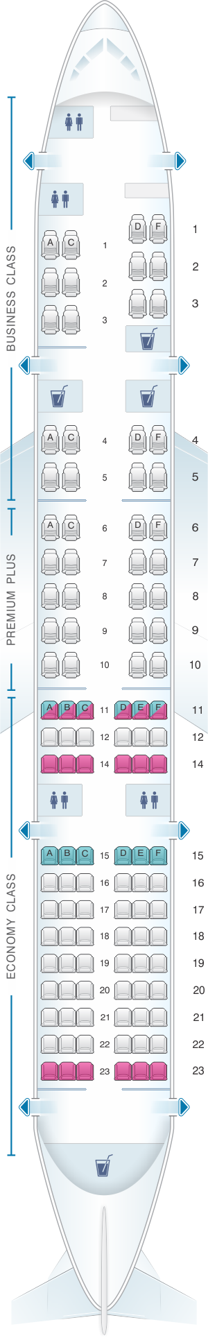 Seat map for OpenSkies Boeing B757 200 112PAX