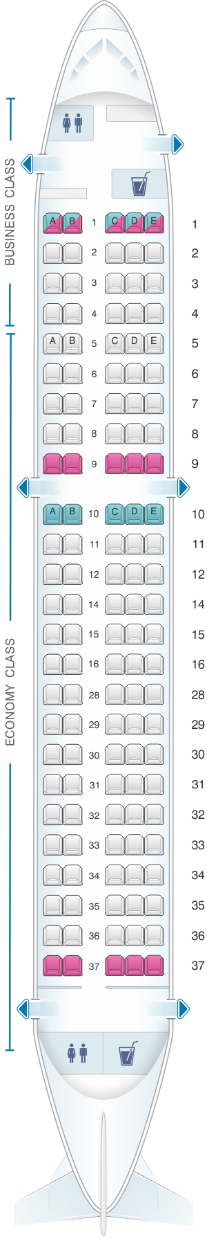 Seat map for SWISS Bombardier CS100