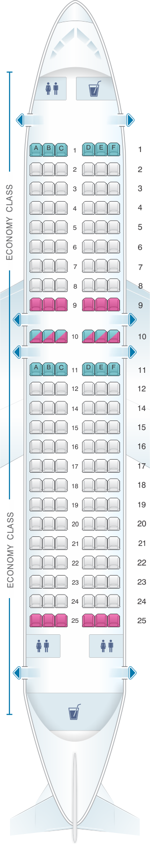 Seat map for Vueling Airbus A319