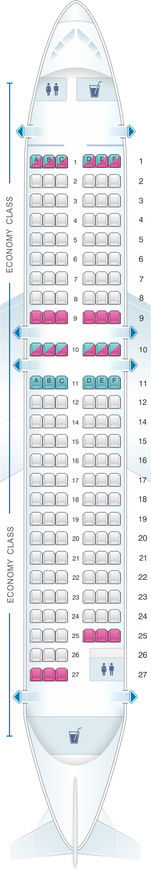 Seat map for VIM Airlines Airbus A319