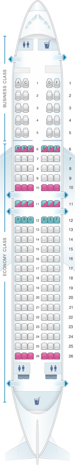 Seat map for White Airways Boeing B737 800
