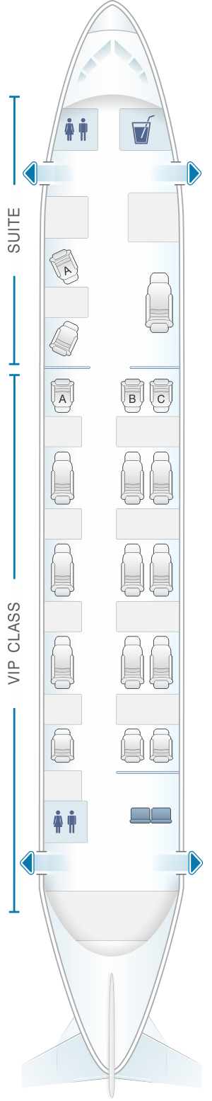 Seat map for White Airways Airbus A319 CS TLU night configuration