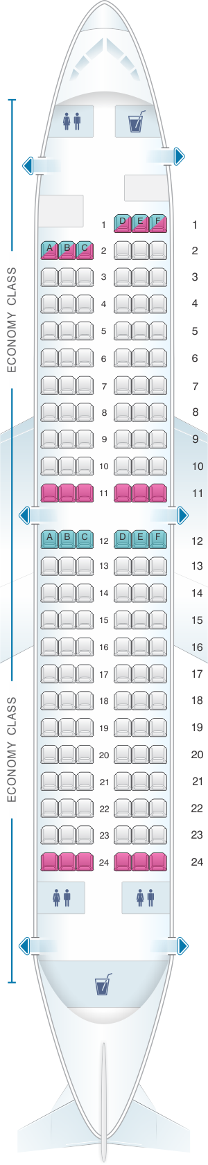 Seat map for Southwest Airlines Boeing B737 700 143pax