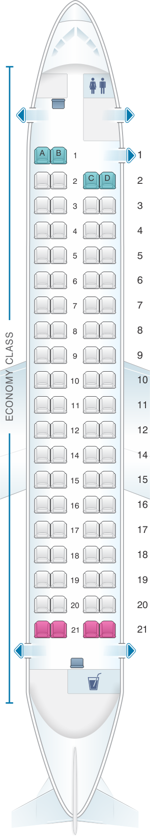Seat map for Olympic Air Dash 8 Q400