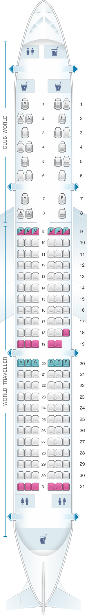 Seat Map British Airways Airbus A321 Worldwide | SeatMaestro