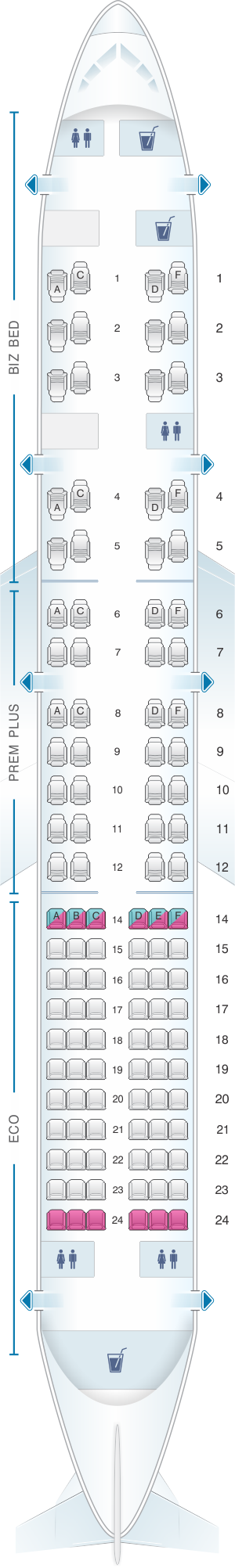 Seat map for British Airways Boeing B757 200 OpenSkies Layout A