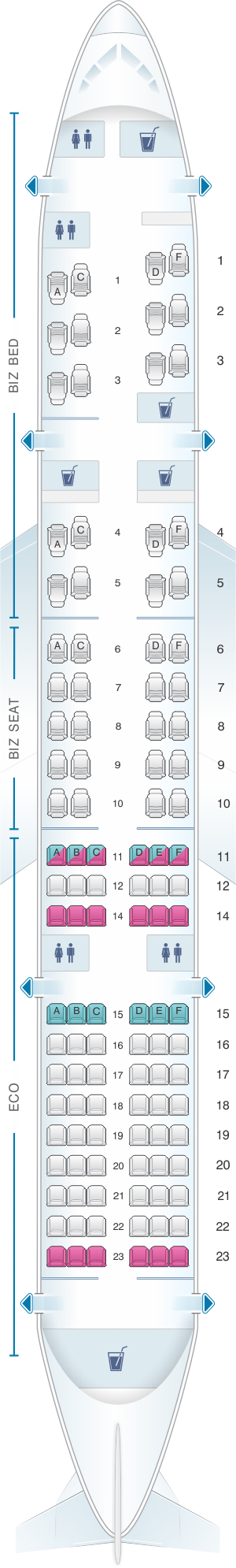 Seat map for British Airways Boeing B757 200 OpenSkies Layout B