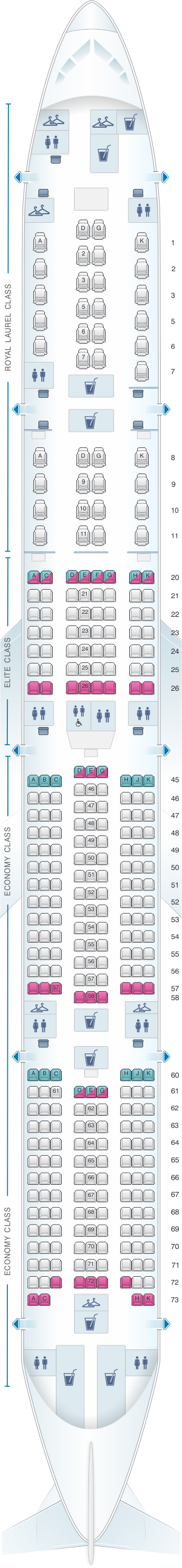 Seat map for EVA Air Boeing B777 300ER 333PAX