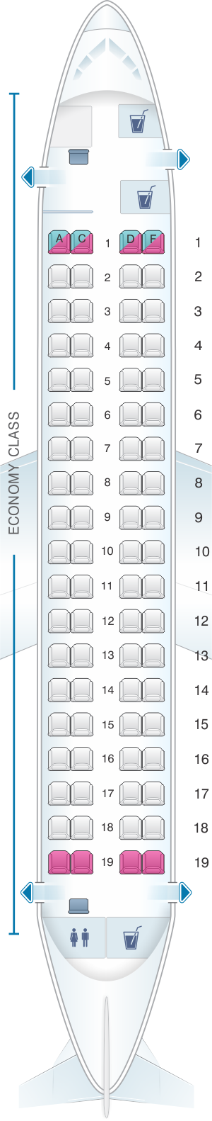 Seat map for Finnair Embraer EMB 170